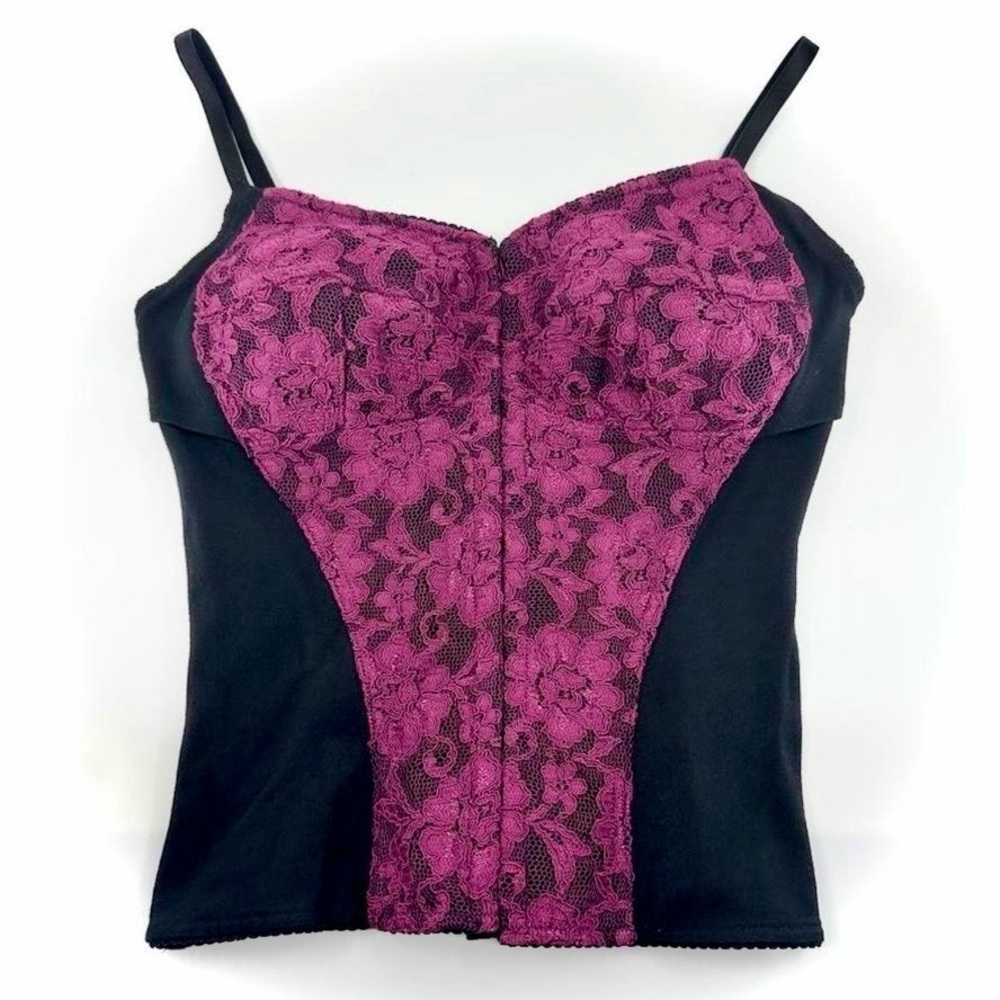 Vintage Y2K Lace Corset Top Moda International for Victoria Secret Size 6 Black